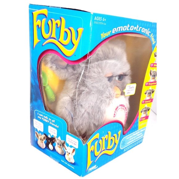 Big FURBY 2005 EMOTO-TRONIC Gray Pink Tiger Electronics Hasbro Talking Toy Grey - Picture 3 of 12
